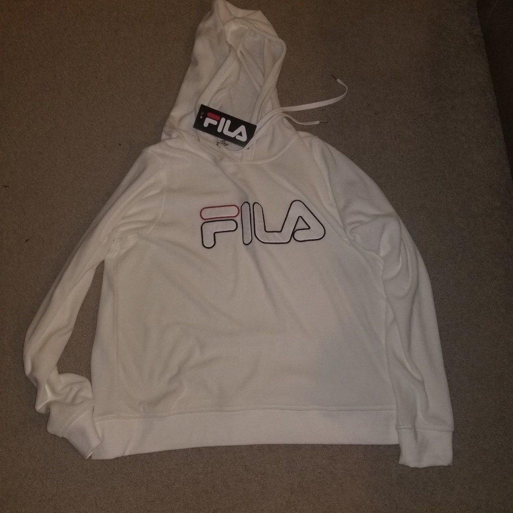 Fila Hoodie Pull Over White Velour New Size XXL Wo
